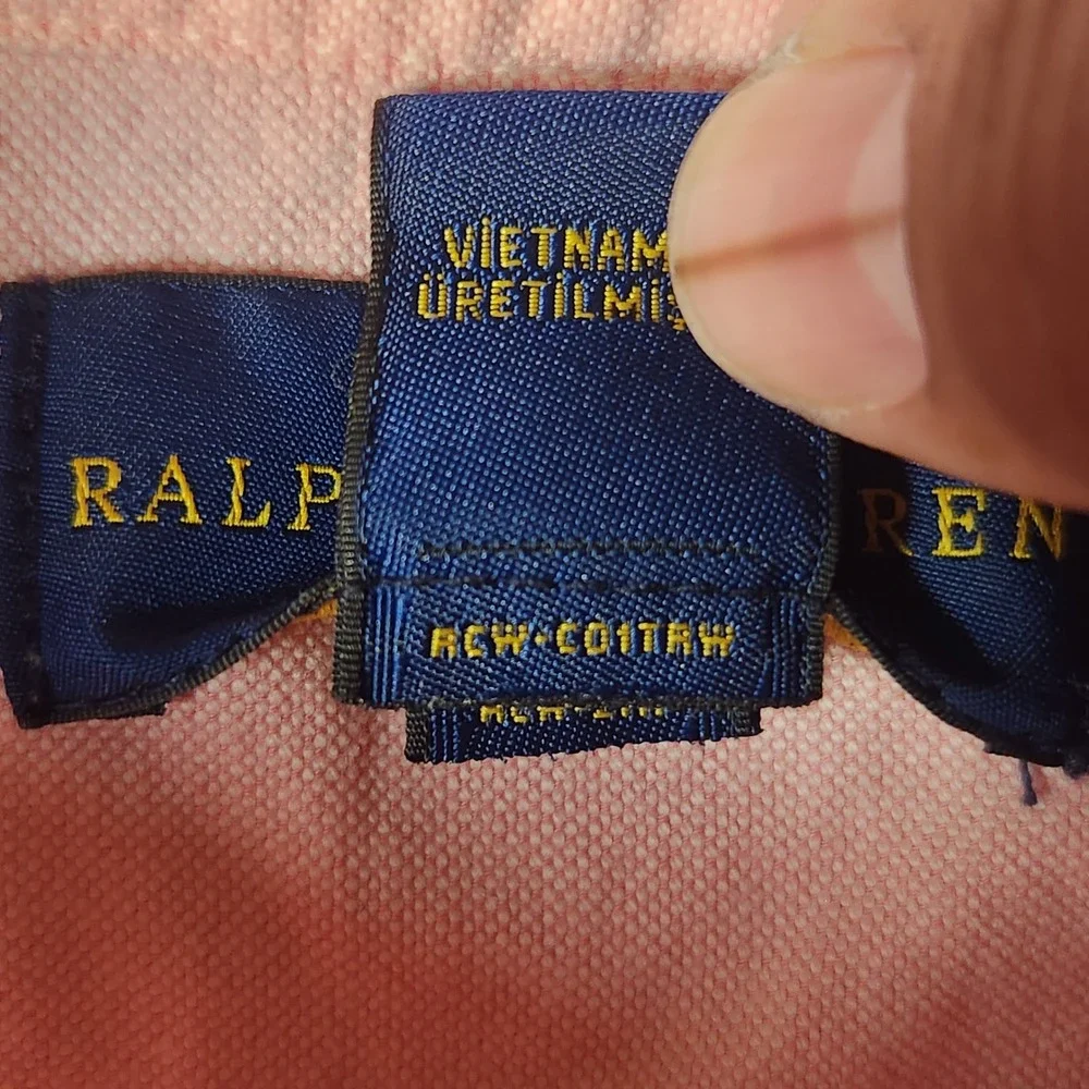 Ralph Lauren Boys Pink Oxford Cotton Button Down Shirt Size 7 Long Sleeve Pony